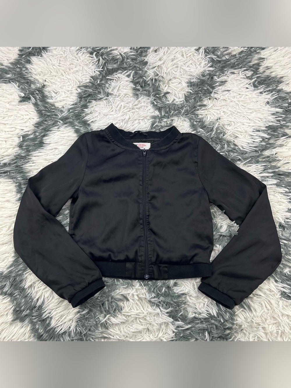 H&M Kids Girls Black  Long Sleeve Full Zip Bomber Jacket Size 8-9y